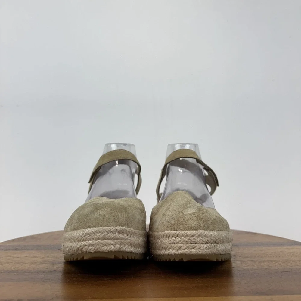 New Womens Eileen Fisher‎ Nessa Beige Espadrille Platform Wedge Sandals Size 11
